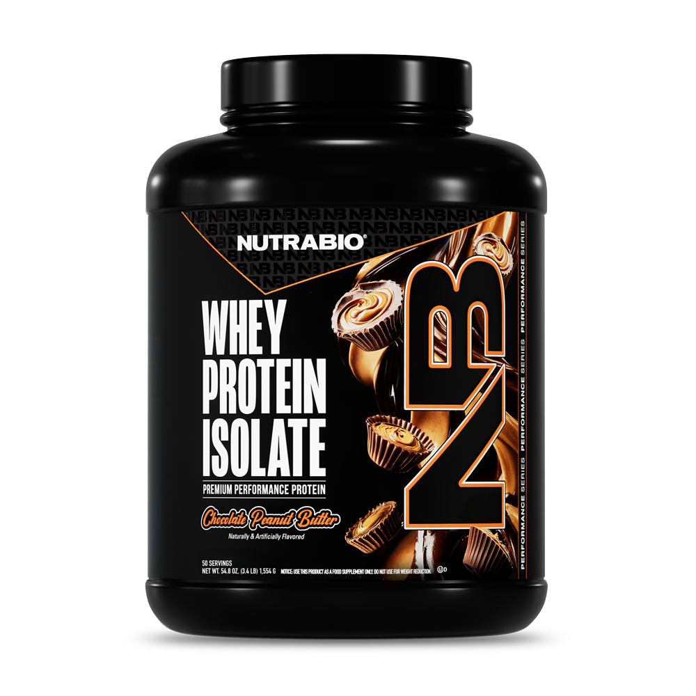 NutraBio Whey Protein Isolate Chocolate Peanut Butter 50-serving tub