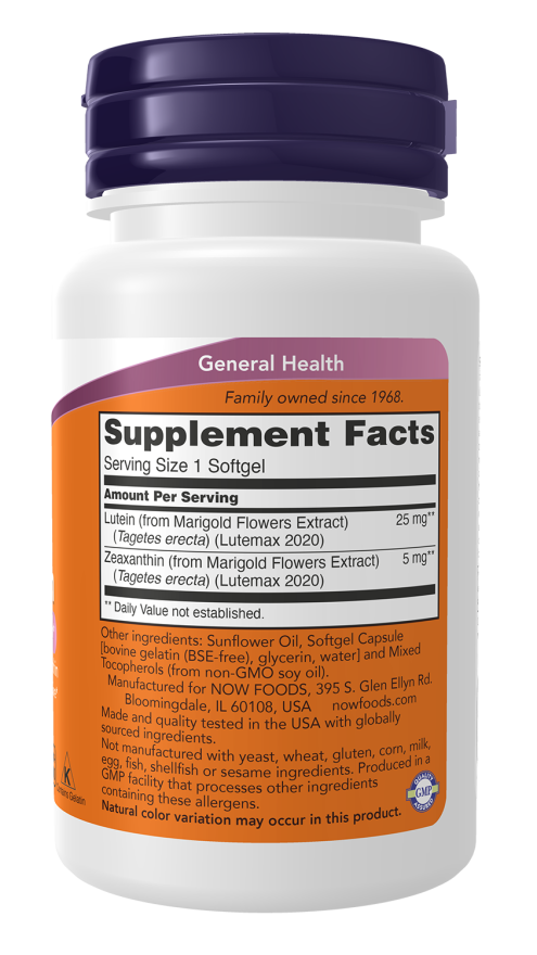Now Foods Lutein &amp; Zeaxanthin product packaging