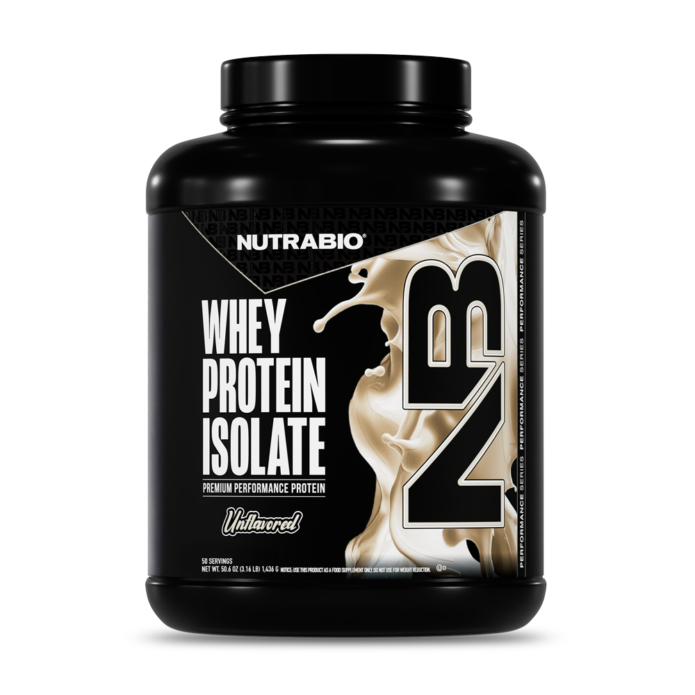 NutraBio Whey Protein Isolate Unflavored 50-serving tub