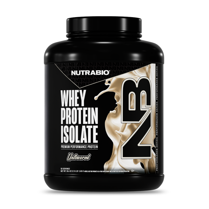 NutraBio Whey Protein Isolate Unflavored 50-serving tub