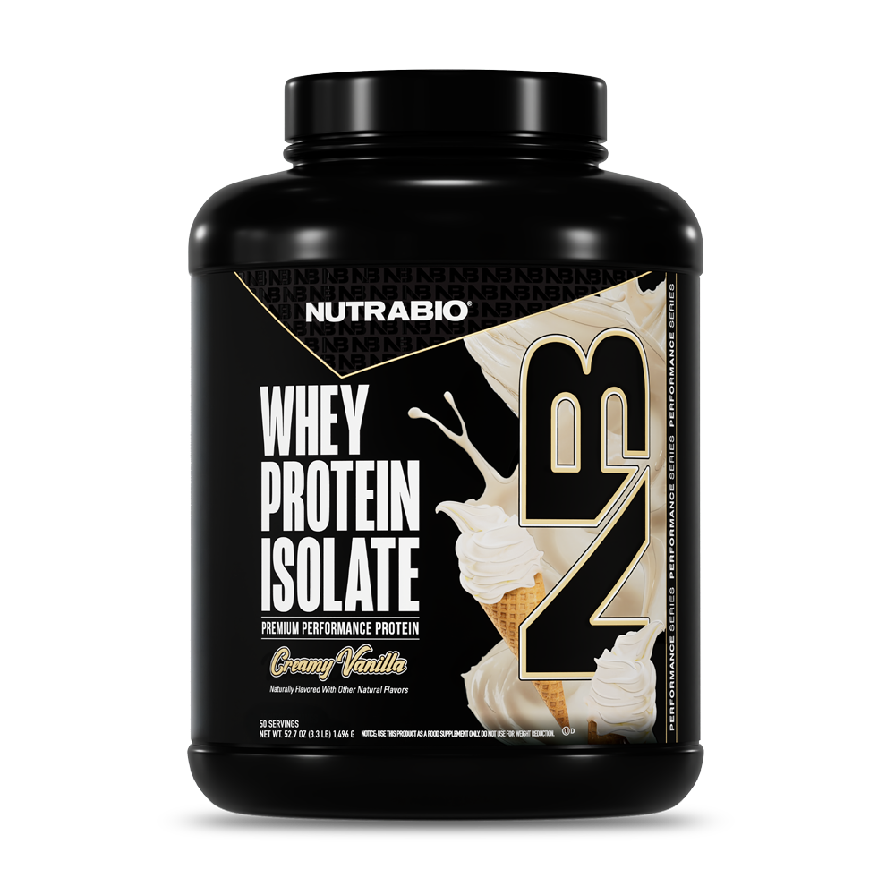 NutraBio Whey Protein Isolate Creamy Vanilla 50-serving tub