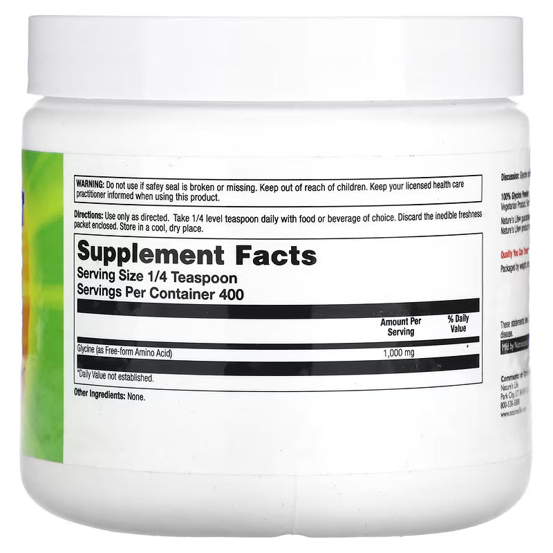 Nature’s Life Glycine Powder Unflavored (Jar) 1000 mg 400 g