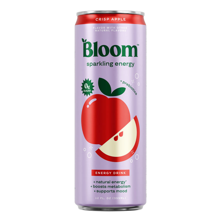 Bloom Energy Crisp Apple – single 12 fl oz can on white