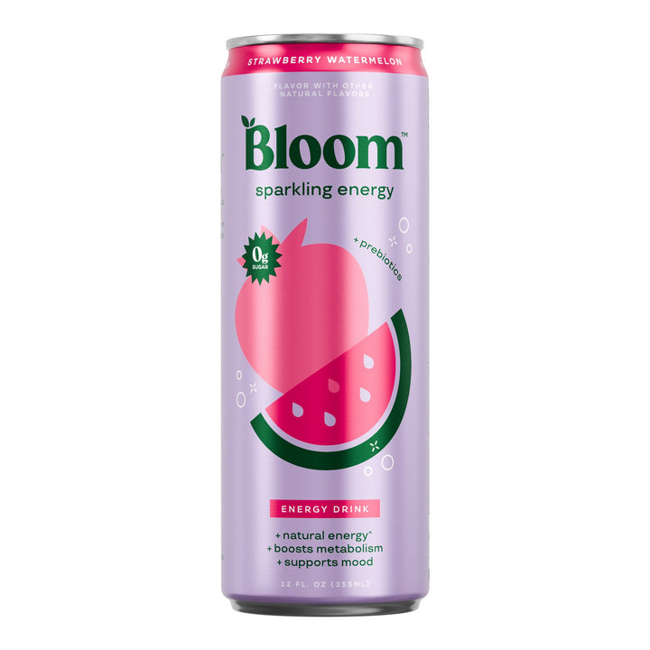 Bloom Energy Strawberry Watermelon – single 12 fl oz can on white