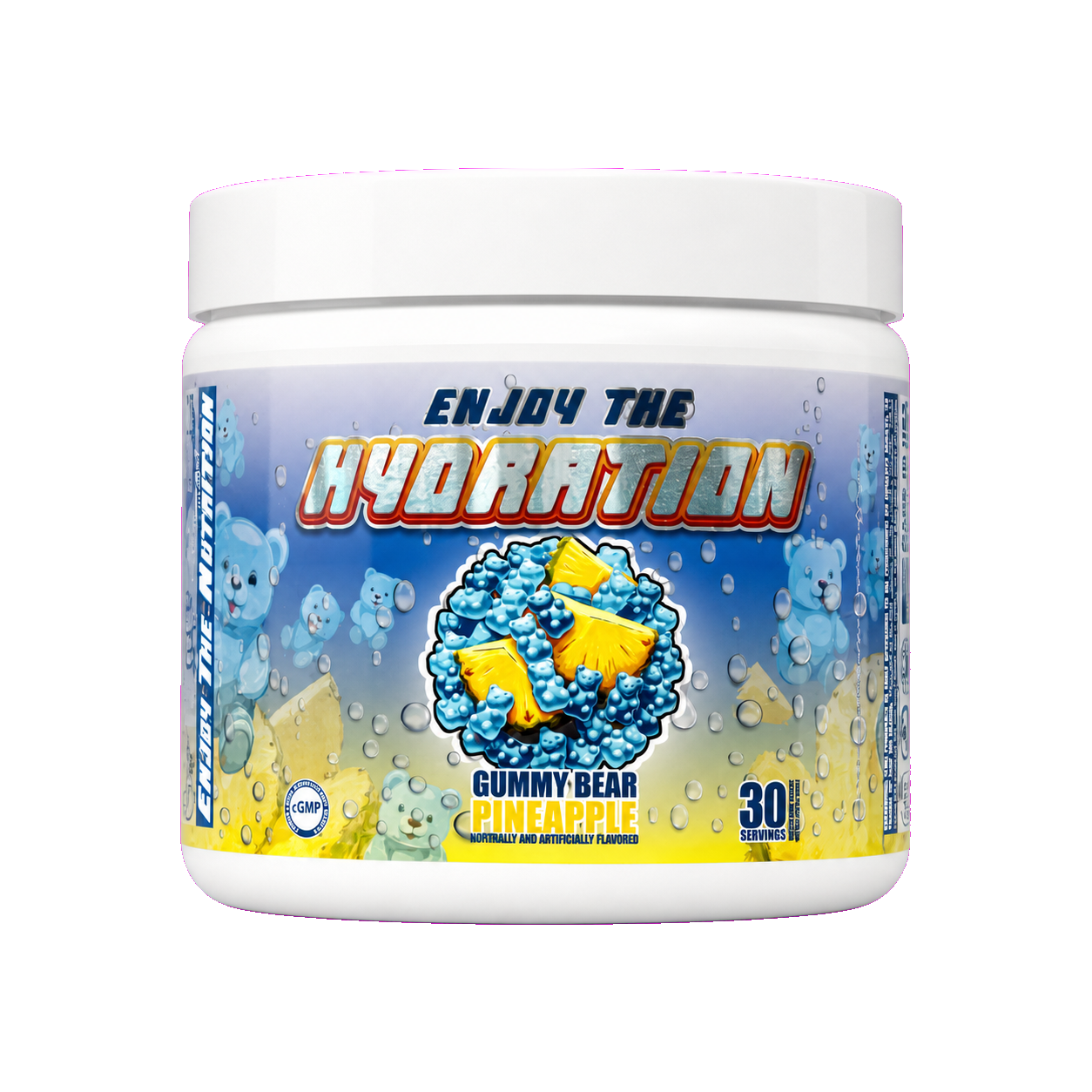 ENJOY THE HYDRATION Blue Gummy Bear Pineapple product mockup