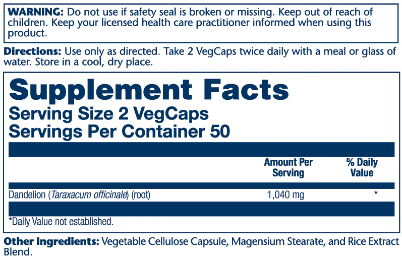 Solaray Dandelion Root Veg Cap (520 mg) 100 ct