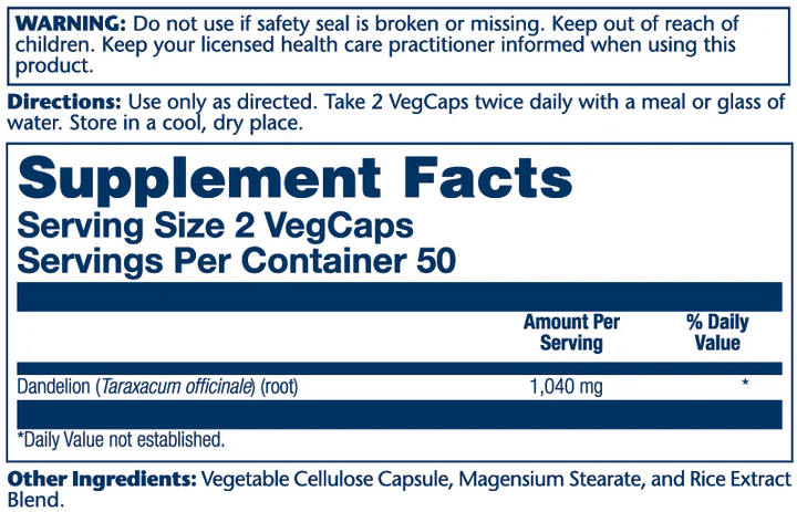Solaray Dandelion Root Veg Cap (520 mg) 100 ct