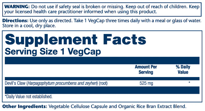 Solaray Devil’s Claw Root Veg Cap (525 mg) 100 ct