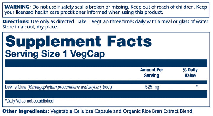 Solaray Devil’s Claw Root Veg Cap (525 mg) 100 ct