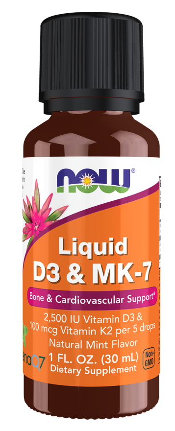NOW Foods Liquid D3 &amp; MK-7 1 fl oz bottle front