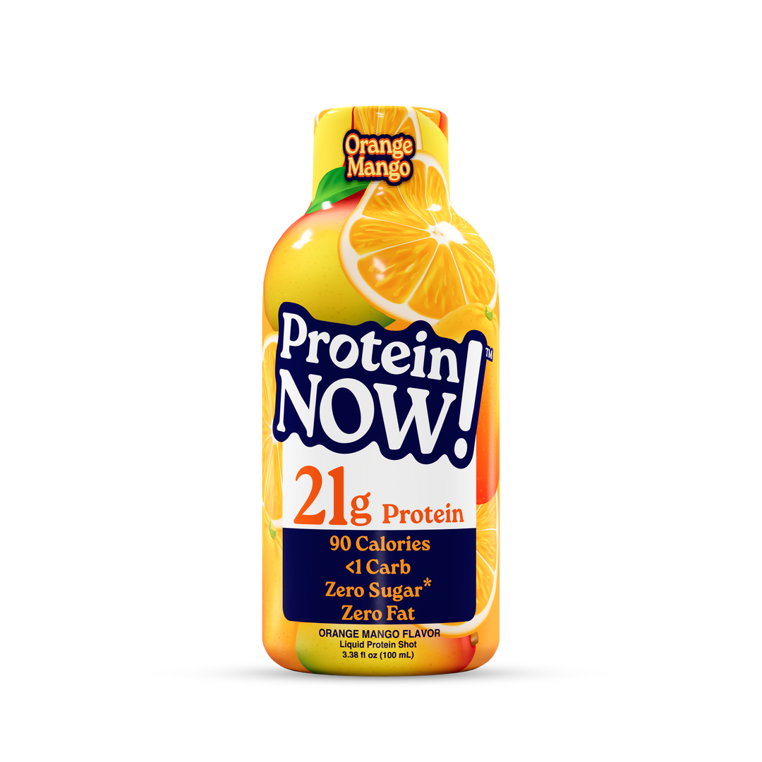 NutraBio Protein Now! Orange Mango — one 3.38 fl oz protein shot