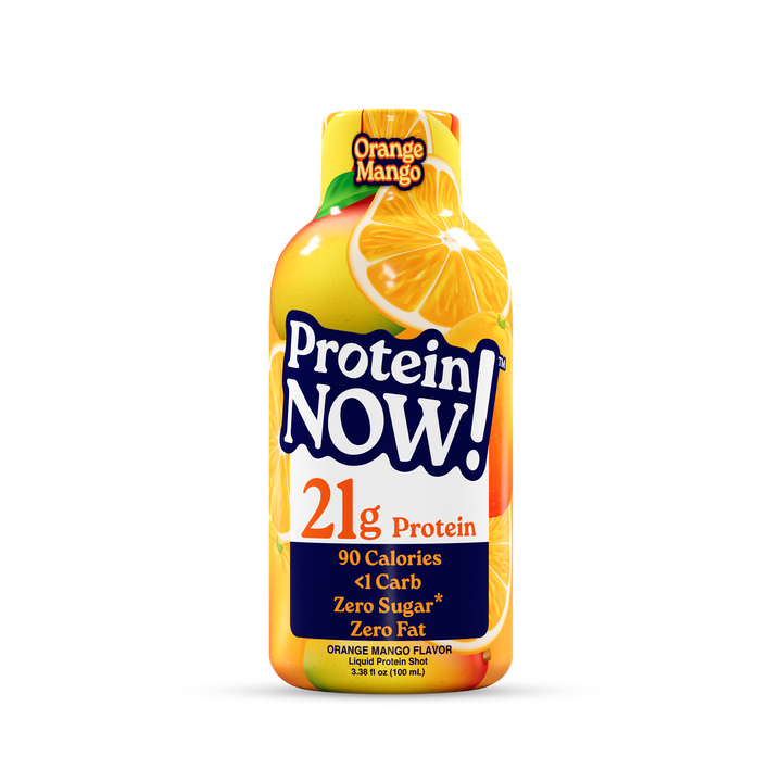 NutraBio Protein Now! Orange Mango — one 3.38 fl oz protein shot
