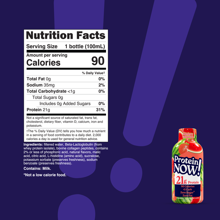 Protein Now! Strawberry Watermelon nutrition facts — one 100 mL bottle