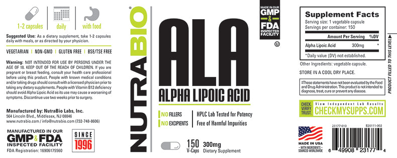 Alpha Lipoic Acid (ALA) - 300mg, 90 Servings